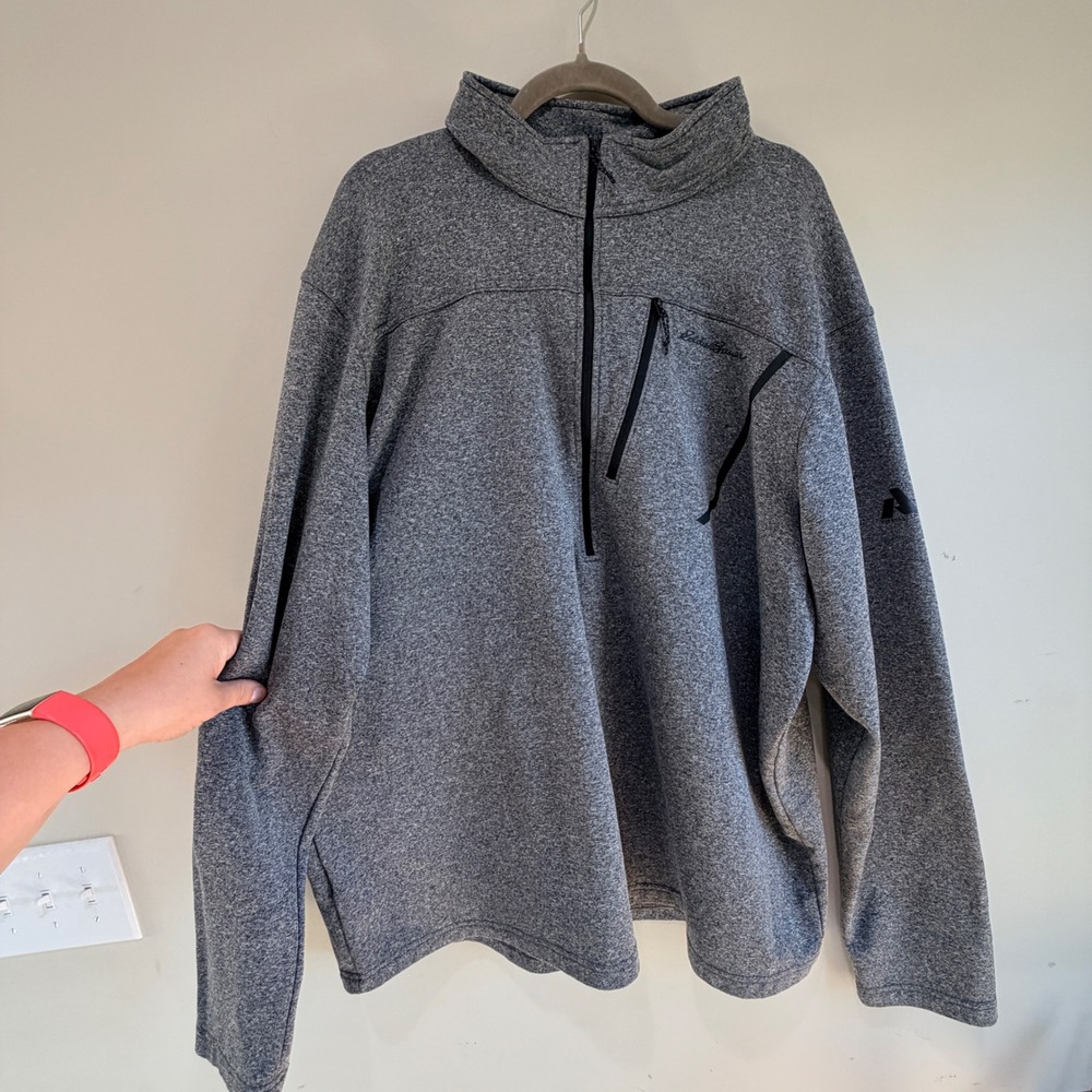 Eddie Bauer Quarter Zip Pullover Men T2XL Gray Heathered Stretch Gorpcore